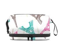 Bolsa de cosméticos de viaje de gran capacidad, patrón de la Torre Eiffel de París, bolsa de maquillaje, bolsa de maquillaje impermeable, Varios colores, 27x15x14 cm/10.6x5.9x5.5 in