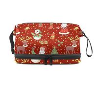 Bolsa de cosméticos de viaje de gran capacidad, patrón rojo de Navidad, bolsa de maquillaje, bolsa de maquillaje impermeable, Varios colores, 27x15x14 cm/10.6x5.9x5.5 in