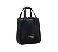 Bolsa de cosméticos de viaje de gran capacidad portátil de cuero con asa organizador multifuncional impermeable bolsa de maquillaje, negro, talla única, Negro 1, One size