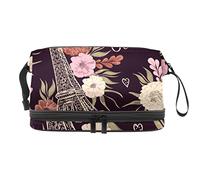Bolsa de cosméticos de viaje de gran capacidad, Torre Eiffel de París, bolsa de maquillaje, bolsa de maquillaje impermeable, Varios colores, 27x15x14 cm/10.6x5.9x5.5 in