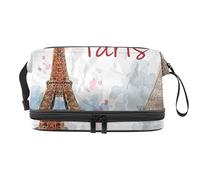 Bolsa de cosméticos de viaje de gran capacidad, Torre Eiffel de París, bolsa de maquillaje, bolsa de maquillaje impermeable, Varios colores, 27x15x14 cm/10.6x5.9x5.5 in