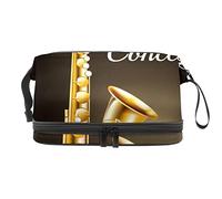 Bolsa de cosméticos de viaje de gran capacidad, un concierto de jazz para saxofón, bolsa de maquillaje, bolsa de maquillaje impermeable, Varios colores, 27x15x14 cm/10.6x5.9x5.5 in
