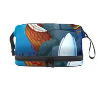 Bolsa de cosméticos de viaje de gran capacidad, un pulpo cerca del barco destrozado, bolsa de maquillaje, bolsa de maquillaje impermeable, Varios colores, 27x15x14 cm/10.6x5.9x5.5 in