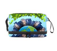 Bolsa de cosméticos de viaje multifuncional con asa, ahorra energía en la tierra, bolsa de cosméticos de viaje de gran capacidad, Varios colores, 27x15x14 cm/10.6x5.9x5.5 in