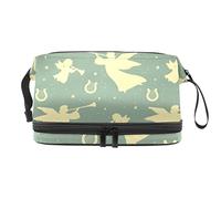 Bolsa de cosméticos de viaje multifuncional con asa, ángeles arpas, trompetas vintage, bolsa de cosméticos de viaje de gran capacidad, Varios colores, 27x15x14 cm/10.6x5.9x5.5 in