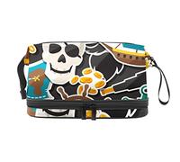 Bolsa de cosméticos de viaje multifuncional con asa, bolsa de cosméticos de viaje de gran capacidad, brújula de timón de barco del tesoro pirata, Varios colores, 27x15x14 cm/10.6x5.9x5.5 in