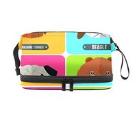 Bolsa de cosméticos de viaje multifuncional con asa, bolsa de cosméticos de viaje de gran capacidad, bonita cabeza de perro, perro Chow Beagle Yorkshire Terrier, Varios colores, 27x15x14 cm/10.6x5.9x5.5 in