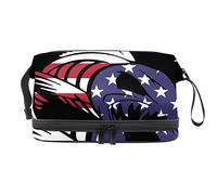 Bolsa de cosméticos de viaje multifuncional con asa, bolsa de cosméticos de viaje de gran capacidad, bandera estadounidense miedo a no peces, Varios colores, 27x15x14 cm/10.6x5.9x5.5 in