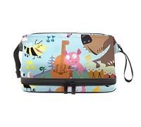 Bolsa de cosméticos de viaje multifuncional con asa, bolsa de cosméticos de viaje de gran capacidad, concierto de bosque, música, animales de dibujos animados lindos, Varios colores, 27x15x14 cm/10.6x5.9x5.5 in