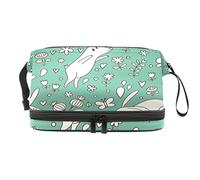 Bolsa de cosméticos de viaje multifuncional con asa, bolsa de cosméticos de viaje de gran capacidad, conejo amor primavera, Varios colores, 27x15x14 cm/10.6x5.9x5.5 in