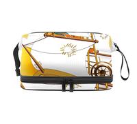 Bolsa de cosméticos de viaje multifuncional con asa, bolsa de cosméticos de viaje de gran capacidad, caricaturas, barco pirata, loro, capitán, Varios colores, 27x15x14 cm/10.6x5.9x5.5 in