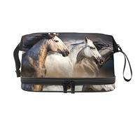 Bolsa de cosméticos de viaje multifuncional con asa, bolsa de cosméticos de viaje de gran capacidad, Cool Running Horse Racing, Varios colores, 27x15x14 cm/10.6x5.9x5.5 in