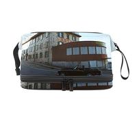 Bolsa de cosméticos de viaje multifuncional con asa, bolsa de cosméticos de viaje de gran capacidad, coche abierto de hotel de carretera, Varios colores, 27x15x14 cm/10.6x5.9x5.5 in