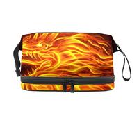 Bolsa de cosméticos de viaje multifuncional con asa, bolsa de cosméticos de viaje de gran capacidad, dragón ardiente, Varios colores, 27x15x14 cm/10.6x5.9x5.5 in