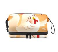 Bolsa de cosméticos de viaje multifuncional con asa, bolsa de cosméticos de viaje de gran capacidad, divertido canto de pollo, Varios colores, 27x15x14 cm/10.6x5.9x5.5 in