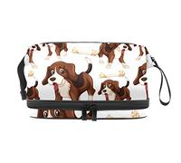 Bolsa de cosméticos de viaje multifuncional con asa, bolsa de cosméticos de viaje de gran capacidad, diseño de perro beagle sin costuras, Varios colores, 27x15x14 cm/10.6x5.9x5.5 in
