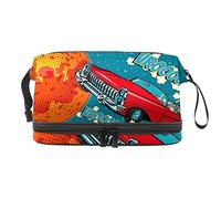 Bolsa de cosméticos de viaje multifuncional con asa, bolsa de cosméticos de viaje de gran capacidad, divertida retro para romper la tierra, Varios colores, 27x15x14 cm/10.6x5.9x5.5 in