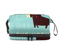 Bolsa de cosméticos de viaje multifuncional con asa, bolsa de cosméticos de viaje de gran capacidad, divertida Take the Bull by the Horns, Varios colores, 27x15x14 cm/10.6x5.9x5.5 in