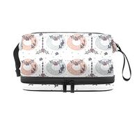 Bolsa de cosméticos de viaje multifuncional con asa, bolsa de cosméticos de viaje de gran capacidad, donut con telaraña, Varios colores, 27x15x14 cm/10.6x5.9x5.5 in