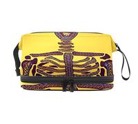 Bolsa de cosméticos de viaje multifuncional con asa, bolsa de cosméticos de viaje de gran capacidad, esqueleto de calavera del día de los muertos, Varios colores, 27x15x14 cm/10.6x5.9x5.5 in