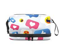 Bolsa de cosméticos de viaje multifuncional con asa, bolsa de cosméticos de viaje de gran capacidad, expresión colorida, Varios colores, 27x15x14 cm/10.6x5.9x5.5 in