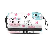 Bolsa de cosméticos de viaje multifuncional con asa, bolsa de cosméticos de viaje de gran capacidad, estrella de gato princesa, Varios colores, 27x15x14 cm/10.6x5.9x5.5 in