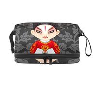 Bolsa de cosméticos de viaje multifuncional con asa, bolsa de cosméticos de viaje de gran capacidad, estilo chino Pekín retro, Varios colores, 27x15x14 cm/10.6x5.9x5.5 in