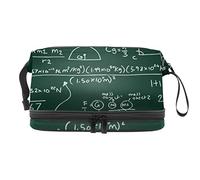 Bolsa de cosméticos de viaje multifuncional con asa, bolsa de cosméticos de viaje de gran capacidad, fórmulas científicas dibujadas a mano, Varios colores, 27x15x14 cm/10.6x5.9x5.5 in