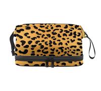 Bolsa de cosméticos de viaje multifuncional con asa, bolsa de cosméticos de viaje de gran capacidad, fondo estampado de leopardo, Varios colores, 27x15x14 cm/10.6x5.9x5.5 in