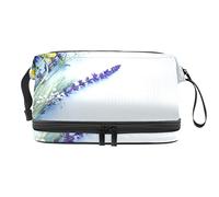 Bolsa de cosméticos de viaje multifuncional con asa, bolsa de cosméticos de viaje de gran capacidad, flor de lavanda hermosa, Varios colores, 27x15x14 cm/10.6x5.9x5.5 in