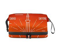 Bolsa de cosméticos de viaje multifuncional con asa, bolsa de cosméticos de viaje de gran capacidad, increíble rojo japonés, Varios colores, 27x15x14 cm/10.6x5.9x5.5 in