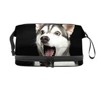Bolsa de cosméticos de viaje multifuncional con asa, bolsa de cosméticos de viaje de gran capacidad, increíble choque para perro, negro, Varios colores, 27x15x14 cm/10.6x5.9x5.5 in