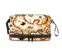 Bolsa de cosméticos de viaje multifuncional con asa, bolsa de cosméticos de viaje de gran capacidad, juego de mapa del tesoro, Varios colores, 27x15x14 cm/10.6x5.9x5.5 in