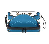 Bolsa de cosméticos de viaje multifuncional con asa, bolsa de cosméticos de viaje de gran capacidad, lindo cangrejo grande azul, Varios colores, 27x15x14 cm/10.6x5.9x5.5 in