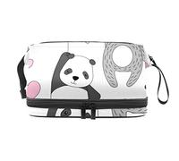 Bolsa de cosméticos de viaje multifuncional con asa, bolsa de cosméticos de viaje de gran capacidad, lindos globos de mosca de panda, Varios colores, 27x15x14 cm/10.6x5.9x5.5 in