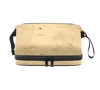 Bolsa de cosméticos de viaje multifuncional con asa, bolsa de cosméticos de viaje de gran capacidad, mapa del tesoro vintage, Varios colores, 27x15x14 cm/10.6x5.9x5.5 in