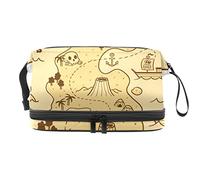 Bolsa de cosméticos de viaje multifuncional con asa, bolsa de cosméticos de viaje de gran capacidad, mapa del tesoro pirata dibujado a mano, Varios colores, 27x15x14 cm/10.6x5.9x5.5 in