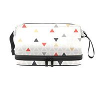 Bolsa de cosméticos de viaje multifuncional con asa, bolsa de cosméticos de viaje de gran capacidad, patrón moderno de triángulo colorido-01, Varios colores, 27x15x14 cm/10.6x5.9x5.5 in