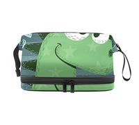Bolsa de cosméticos de viaje multifuncional con asa, bolsa de cosméticos de viaje de gran capacidad, personajes de dinosaurios locos, Varios colores, 27x15x14 cm/10.6x5.9x5.5 in