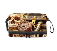 Bolsa de cosméticos de viaje multifuncional con asa, bolsa de cosméticos de viaje de gran capacidad, pirata y tesoro, Varios colores, 27x15x14 cm/10.6x5.9x5.5 in