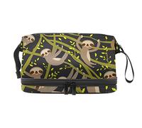 Bolsa de cosméticos de viaje multifuncional con asa, bolsa de cosméticos de viaje de gran capacidad, perezoso travieso, Varios colores, 27x15x14 cm/10.6x5.9x5.5 in