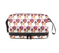 Bolsa de cosméticos de viaje multifuncional con asa, bolsa de cosméticos de viaje de gran capacidad, patrón de hongos acuarela bosque, Varios colores, 27x15x14 cm/10.6x5.9x5.5 in