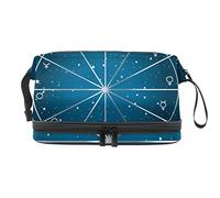 Bolsa de cosméticos de viaje multifuncional con asa, bolsa de cosméticos de viaje de gran capacidad, signos del zodiaco, símbolos de planetas, Varios colores, 27x15x14 cm/10.6x5.9x5.5 in