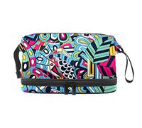 Bolsa de cosméticos de viaje multifuncional con asa, bolsa de cosméticos de viaje de gran capacidad, textura de graffiti armonía, Varios colores, 27x15x14 cm/10.6x5.9x5.5 in
