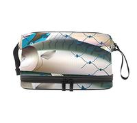 Bolsa de cosméticos de viaje multifuncional con asa, bolsa de cosméticos de viaje de gran capacidad, trampa de peces en red, Varios colores, 27x15x14 cm/10.6x5.9x5.5 in