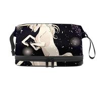 Bolsa de cosméticos de viaje multifuncional con asa, bolsa de cosméticos de viaje de gran capacidad, unicornio mágico lindo dibujos animados, Varios colores, 27x15x14 cm/10.6x5.9x5.5 in