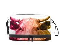 Bolsa de cosméticos de viaje multifuncional con asa, bolsa de cosméticos de viaje de gran capacidad, vaca de arte de bajo poliéster, Varios colores, 27x15x14 cm/10.6x5.9x5.5 in