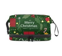 Bolsa de cosméticos de viaje multifuncional con asa, bolsa de cosméticos de viaje de gran capacidad, verde Merry Christmas-01, Varios colores, 27x15x14 cm/10.6x5.9x5.5 in