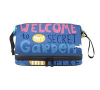 Bolsa de cosméticos de viaje multifuncional con asa, bolsa de cosméticos de viaje de gran capacidad, Welcome To My Secret Garden, Varios colores, 27x15x14 cm/10.6x5.9x5.5 in