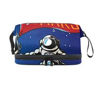 Bolsa de cosméticos de viaje multifuncional con asa, bolsa de cosméticos de viaje de gran capacidad, Welcome To Mars Exploration cosmonaut Planet, Varios colores, 27x15x14 cm/10.6x5.9x5.5 in